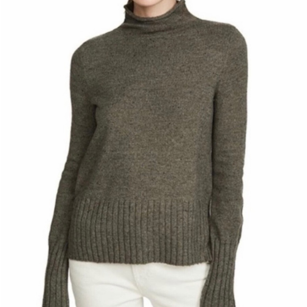 Madewell Women’s Donegal Rolled Neck Merino Wool Blend Coziest Yarn Sweater Sz L